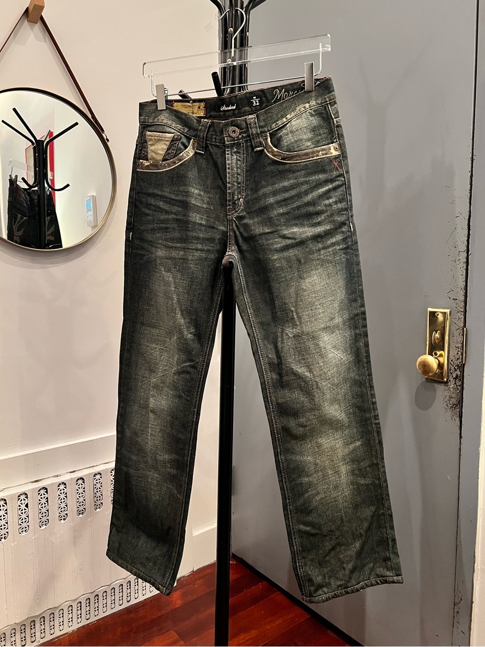 Marc Ecko Men's Faded Jeans - missing zipper pull.